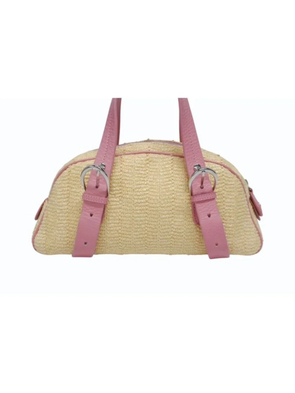Dior Galliano Era Limited Edition Mini Boston Bag Embroidery Bijou Beige Straw
